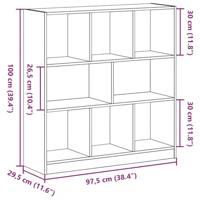 Boekenkast 97,5x29,5x100 cm spaanplaat zwart eikenkleurig - thumbnail
