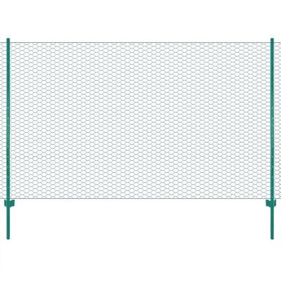 Draadgaashek met palen 25x2 m staal groen