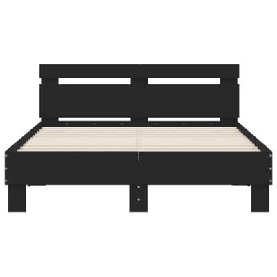 Bedframe met hoofdeinde en LED zwart 135x190 cm