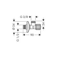 Hansgrohe Hoekstopkraan met microfilter G 3/8 aansluiting, chroom - thumbnail