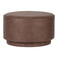 vtwonen Ronde Poef 'Coffee' Eco-leer 60cm, kleur Warm Bruin - thumbnail