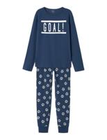 Name it jongens pyjama - &apos;&apos;Goal!&apos;&apos; - Donkerblauwe katoenen kinder pyjama voetbal - thumbnail