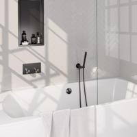 BRAUER Stripe Thermostatische Badkraan - drukknoppen - SET 03 - inbouw - badvulcombinatie - staaf handdouche - doucheslang - wandaansluitbocht - gunmetal geborsteld PVD 5-GM-361 - thumbnail