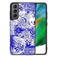 Telefoonhoesje Samsung Galaxy S21FE Angel Skull Blauw - thumbnail
