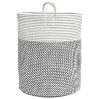Opbergmand 38x46 cm katoen grijs en wit - thumbnail