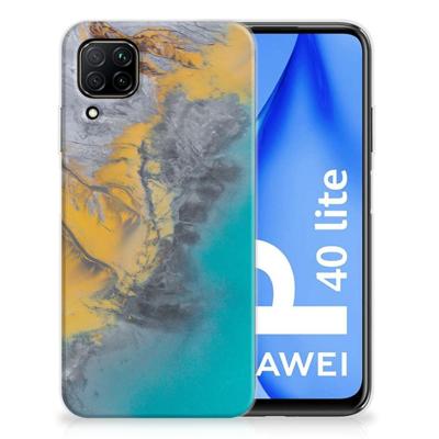 Huawei P40 Lite | TPU | Siliconen hoesje | Marble Blue Gold