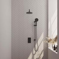 Inbouw Regendouche Set Brauer Black Edition Gebogen Wanduitloop Ronde Hoofddouche 20 cm Met Glijstang en Handdouche 3 Standen Mat Zwart Brauer - thumbnail