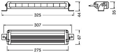 Osram Automotive LEDDL115-SP LEDDL115-SP Afstandschijnwerper LED Voor (l x b x h) 67 x 275 x 36 mm
