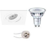 GU10 Inbouwspot Set - Mat Wit - Inbouw Vierkant - Kantelbaar - Philips - CorePro 840 36D - Pragmi Borny Pro - 3.5W - Natuurlijk Wit 4000K - 92mm - thumbnail