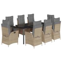 9-delige Tuinset met kussens poly rattan beige - thumbnail