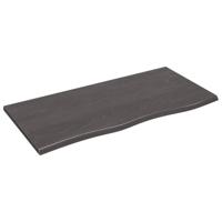 Wandschap 100x50x2 cm behandeld massief eikenhout donkerbruin - thumbnail