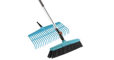 GARDENA combisystem straatbezem en gazonhark bladhark (turquoise/houtkleur, 3081-20)