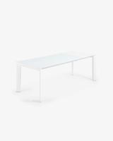 Kave Home Kave Home Eettafel Axis, Axis uitschuifbare tafel in wit glas en wit stalen poten 160 (220) cm - thumbnail