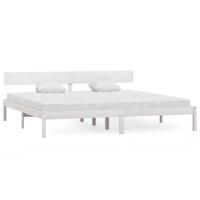 Bedframe massief grenenhout wit 200x200 cm - thumbnail