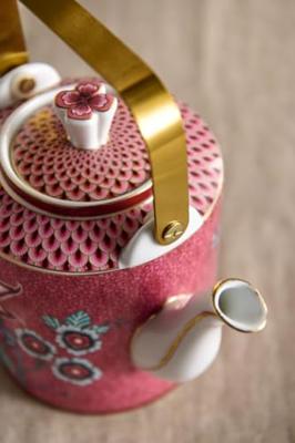 Pip Studio Oriental Flower Festival Theepot Donkerroze Medium