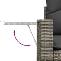 7-delige Loungeset met kussens poly rattan grijs - thumbnail