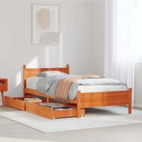 Bedframe zonder matras massief grenenhout wasbruin 90x200 cm - thumbnail