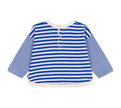 Baby T-shirt van katoen met lange mouwen, gestreept PETIT BATEAU blauw Baby T-shirt van katoen met lange mouwen, gestreept PETIT BATEAU blauw