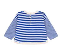 Baby T-shirt van katoen met lange mouwen, gestreept PETIT BATEAU blauw - thumbnail