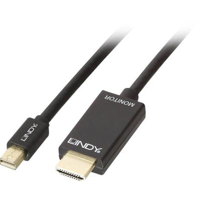 LINDY 36928 DisplayPort-kabel Mini-displayport / HDMI Adapterkabel Mini DisplayPort-stekker, HDMI-A-stekker 3.00 m Zwart