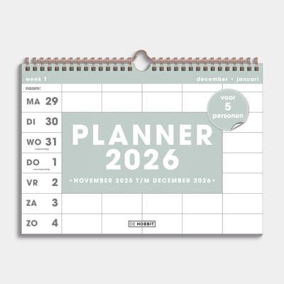 A4 Spiraal Familieplanner 2026 Mint