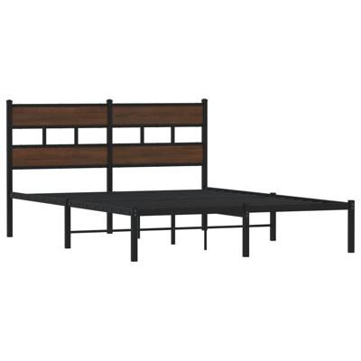 Bedframe met hoofdbord zonder matras bruin eiken 150x200 cm