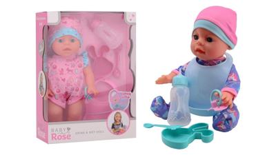 Baby Rose drink en -plasbabypop, 30cm