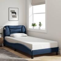 Bedframe met LED zonder matras "Hvar" 90x190 cm stof blauw - thumbnail