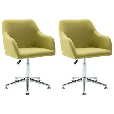 VidaXL Eetkamerstoelen draaibaar 2 st stof groen
