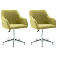 VidaXL Eetkamerstoelen draaibaar 2 st stof groen - thumbnail