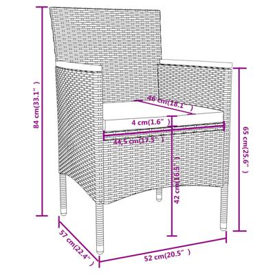 3-delige Tuinset poly rattan zwart