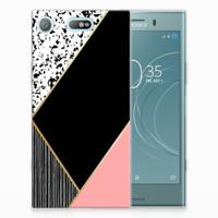 Sony Xperia XZ1 Compact TPU Hoesje Zwart Roze Vormen - thumbnail