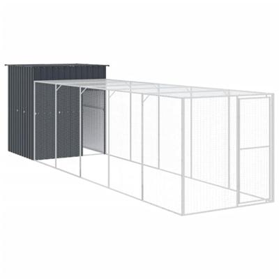 Kippenhok met ren 165x659x181 cm gegalvaniseerd staal antraciet