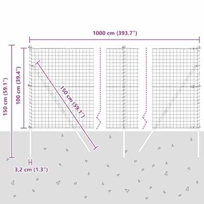 VidaXL Hek met paal zilver 1 x 10 m staal en pvc
