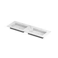 INK Post Wastafel Keramische Slab Envelop Bak Dubbel 2 Kraangaten - 1400x450x10 mm - Calacatta Mat - thumbnail