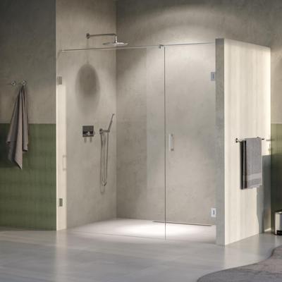 BRAUER Void nisdeur 2-delig helder glas 190x200 omkeerbaar met draaideur 70 aan muur incl. glascoating PVD RVS-kleurig