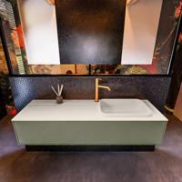 Badkamermeubelset Mondiaz Erin 150 cm met 1 Lade met RIDGE Wastafel Rechts Linen met 1 kraangat Greeploos Mat Army - thumbnail