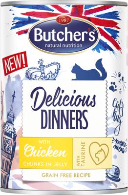 BUTCHER'S Delicious Dinners Kip Jellied Pieces - nat kattenvoer - 400g