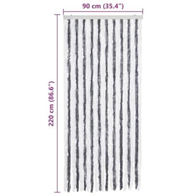 VidaXL Vliegengordijn 90x220 cm chenille grijs en wit VidaXL Vliegengordijn 90x220 cm chenille grijs en wit
