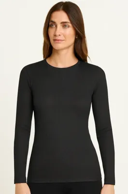 Thermo Rib dames shirt Lange mouw - Warm thermisch ondershirt met ronde hals