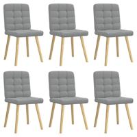 Eetkamerstoelen 6 st stof lichtgrijs - thumbnail