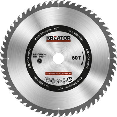 Kreator KRT020430 Cirkelzaagblad D305mm 60T | Zaagblad cirkelzaag hout