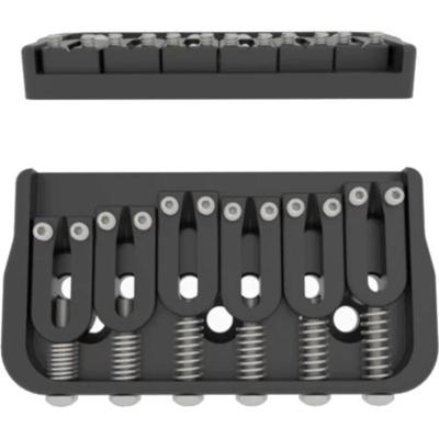 Hipshot 6-String Fixed Guitar Bridge .175 Inch Black met stalen zadels en 4.5 mm grondplaat