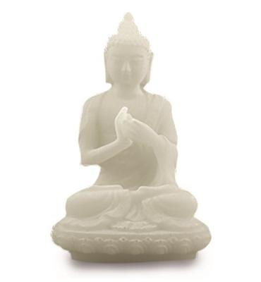 Thaise Boeddha Beeld Zittend Sneeuwkwarts Wit - 8 cm