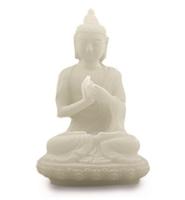 Thaise Boeddha Beeld Zittend Sneeuwkwarts Wit - 8 cm - thumbnail