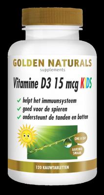 Golden Naturals Vitamine D3 15 mcg Kids Kauwtabletten Golden Naturals Vitamine D3 15 mcg Kids Kauwtabletten
