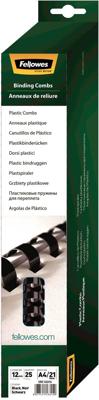 Bindrug fellowes 12mm 21rings a4 zwart