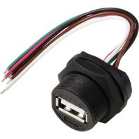 TRU COMPONENTS TC-E13T-FU2-PWF-0.1PV TC-13543556 USB 2.0-bus voor montage aan de achterkant met draad IP67 (schroefdraad) kabel 0,1 m. Waterdichte kunststof - thumbnail