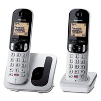 Panasonic KX-TGC252SPS Digitale draadloze telefoon, basiseenheid en 2 hoofdtelefoons, beller-identificatie en blokkering, luidspreker, ecologische modus, geavanceerde wekker, lcd-display, - thumbnail