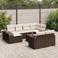 11-delige Loungeset met kussens poly rattan bruin - thumbnail